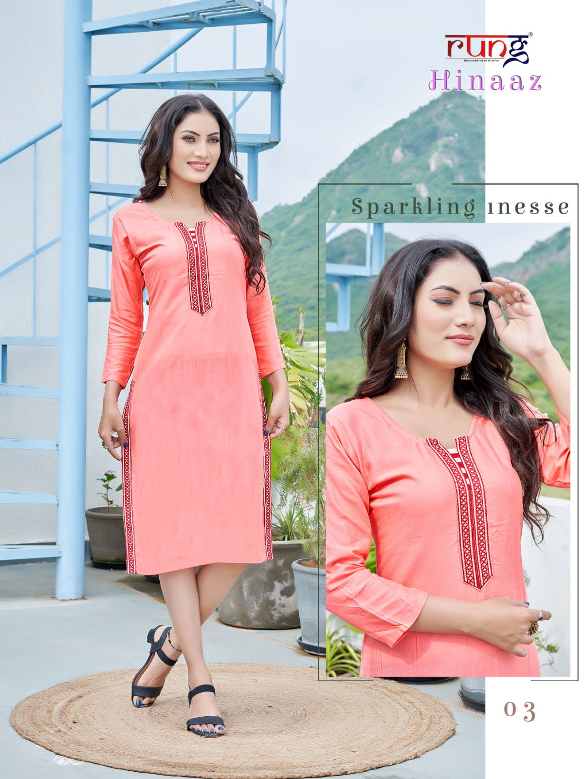 Hinaz By Rung Rayon Designer Kurtis Catalog